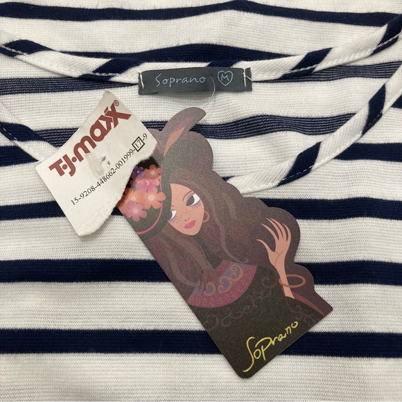 Striped Navy Blue and White Dress Medium - Picture 10 of 11